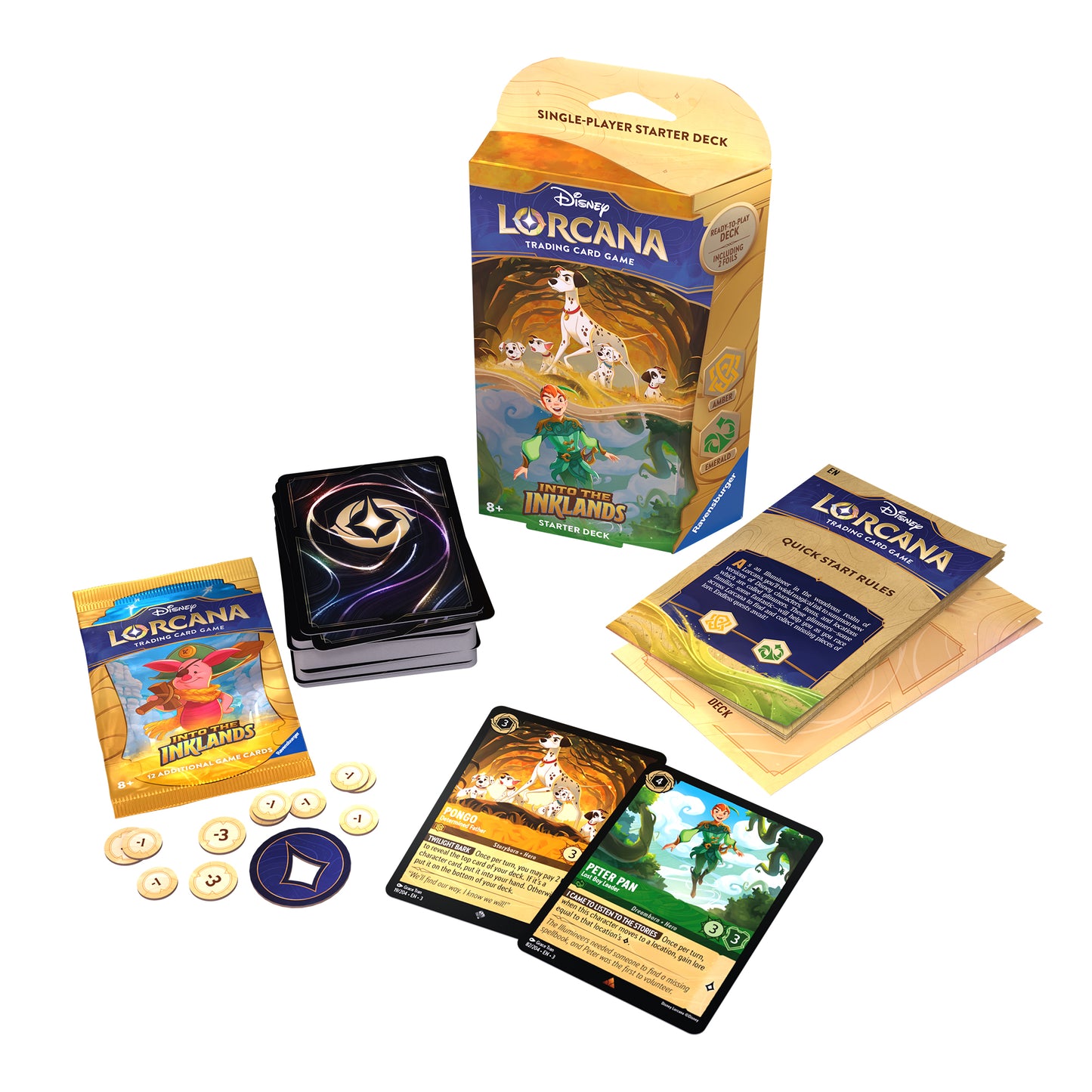 Lorcana Into the Inklands Dalmations & Peter Pan Starter Deck Contents