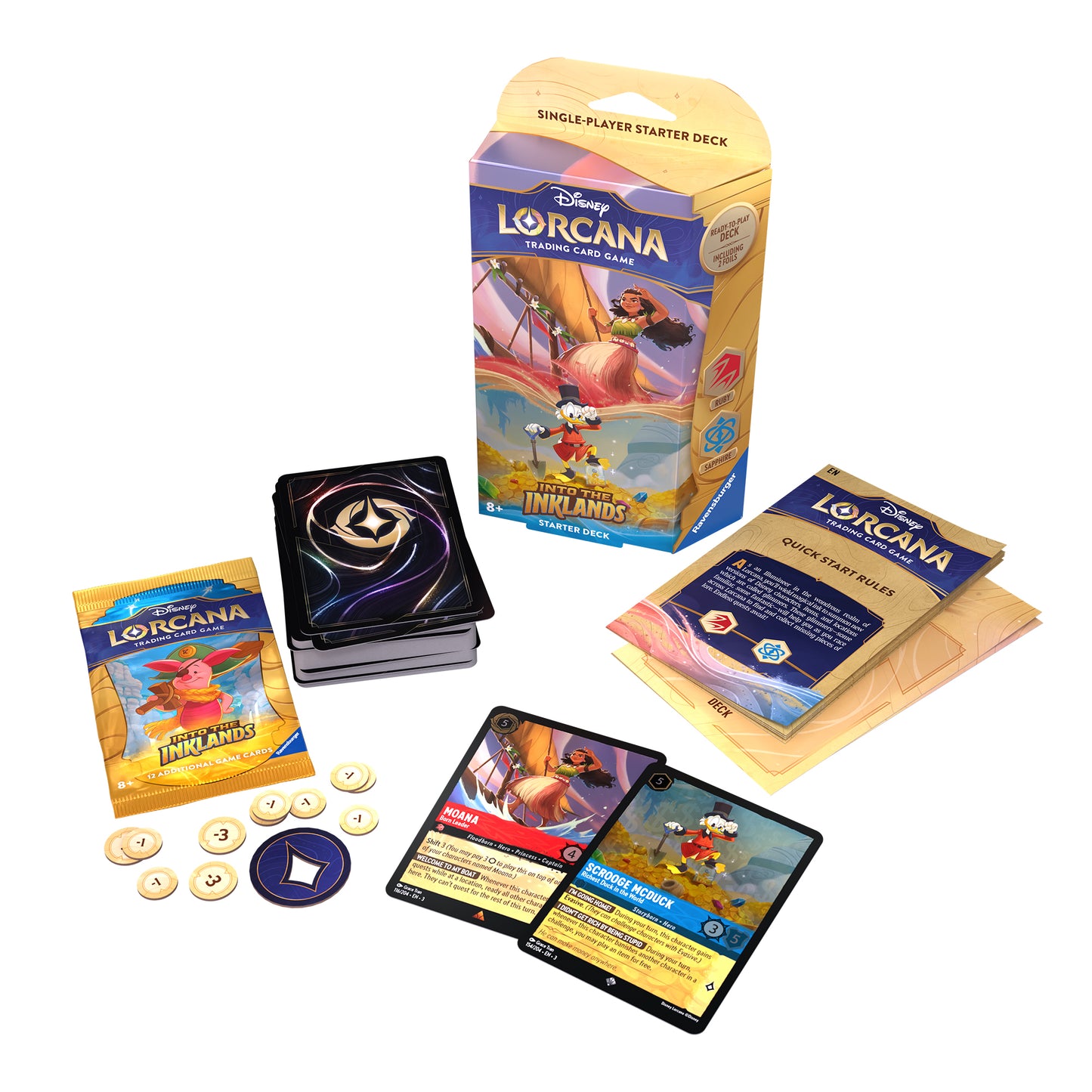 Lorcana Into the Inklands Moana & Scrooge McDuck Starter Deck Contents