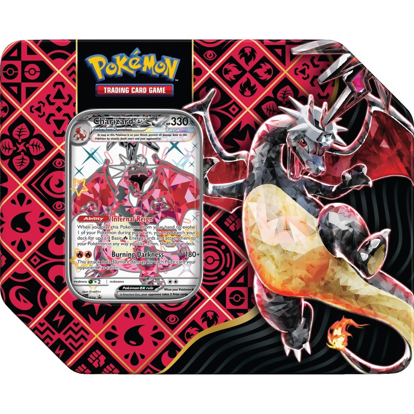 Pokemon Paldean Fates Charizard 7" Tin US Size