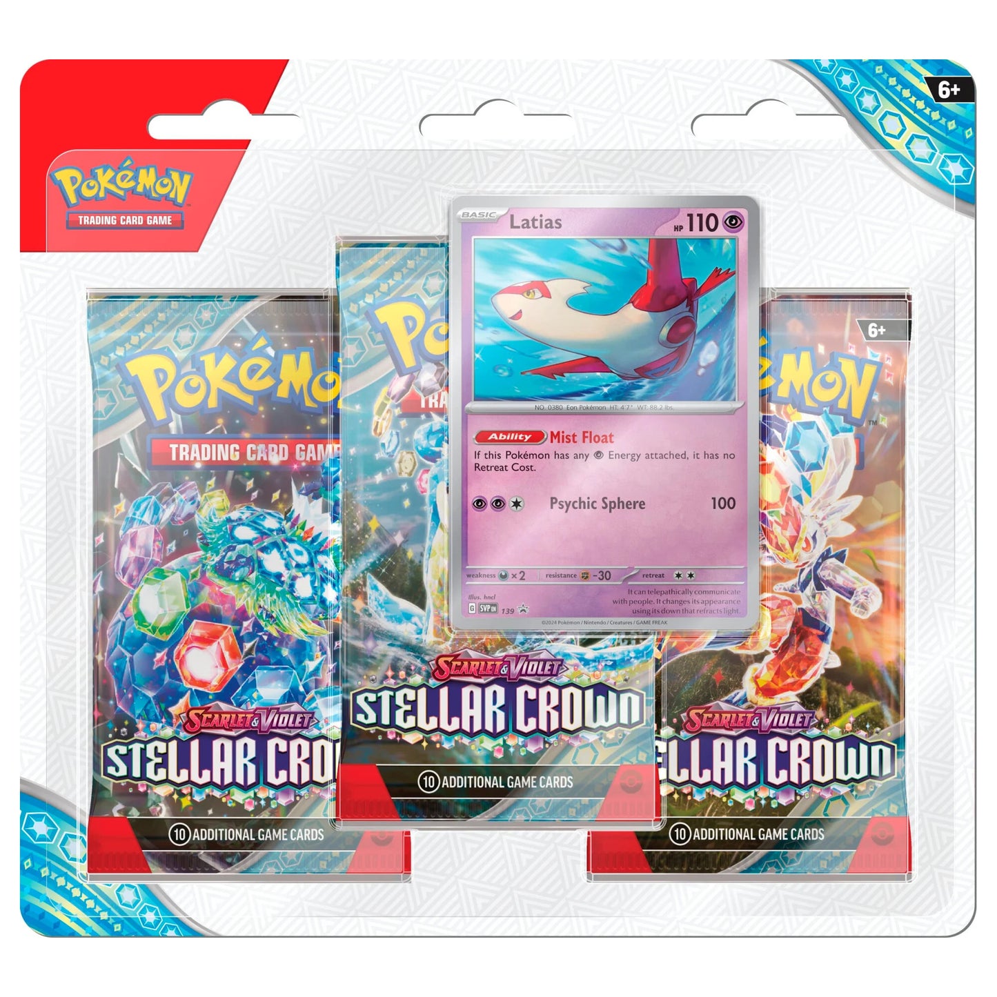 Pokemon Stellar Crown 3 Pack Blister Latias Promo SVP 139