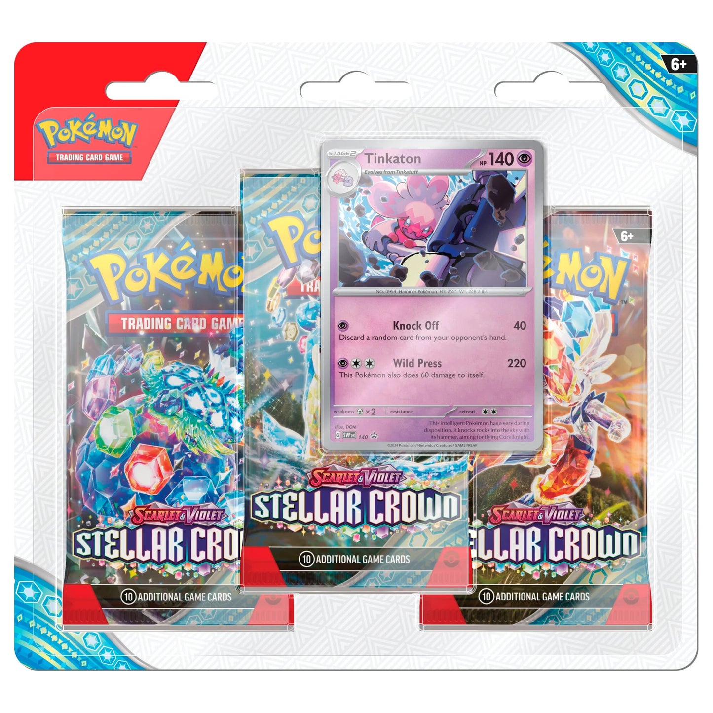 Pokemon Stellar Crown 3 Pack Blister Tinkaton Promo SVP 140