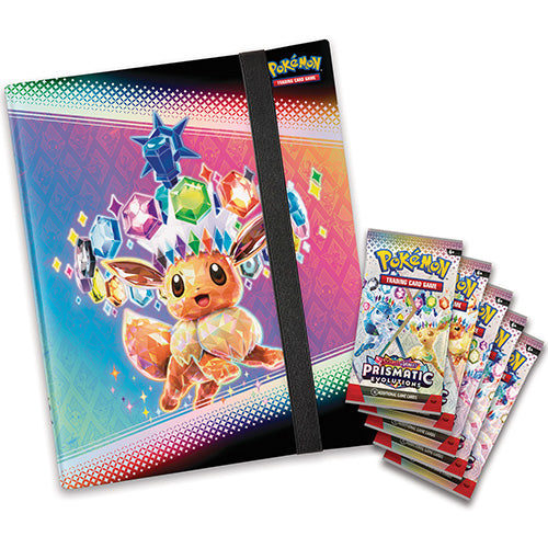 Pokemon Prismatic Evolutions Eevee Binder and 5 Booster Packs