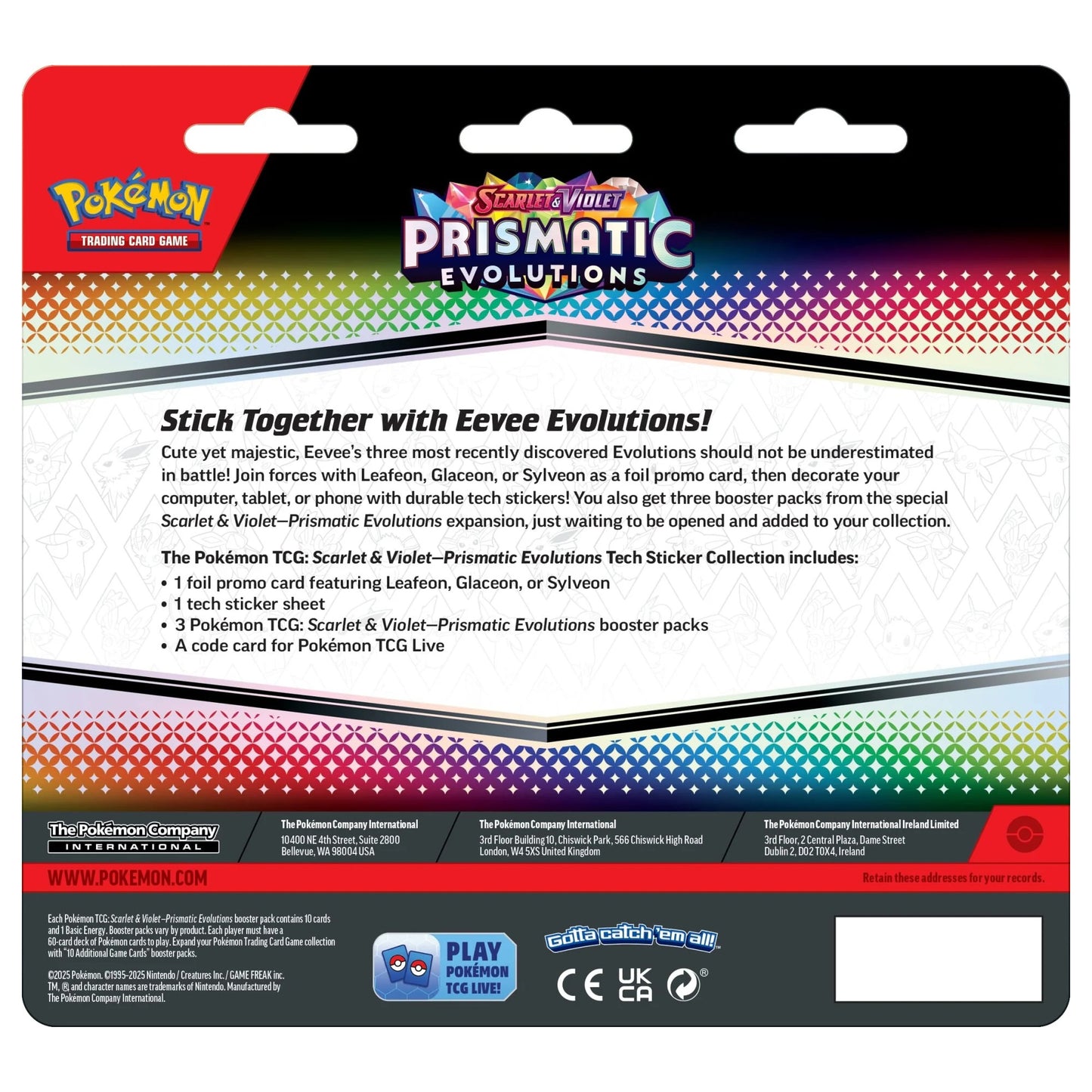 Prismatic Evolutions Tech Sticker Collection Blister Back