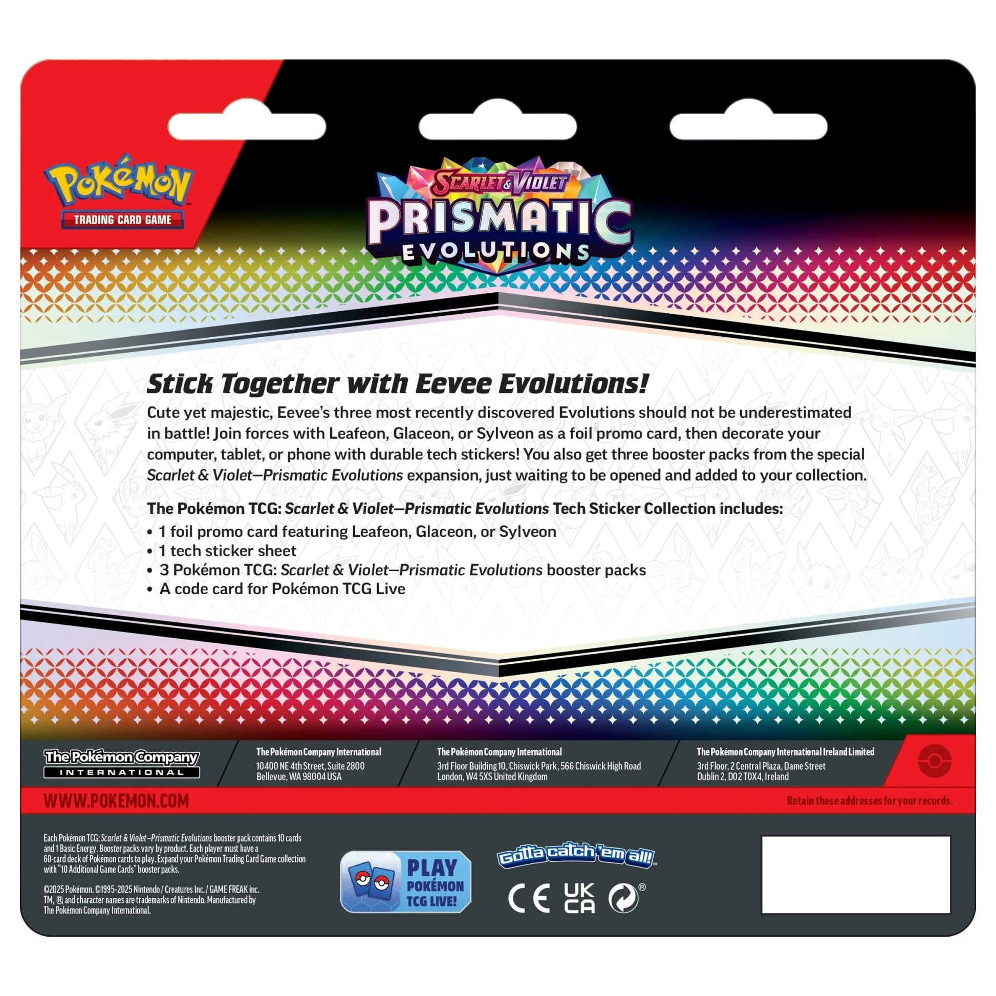 Prismatic Evolutions Tech Sticker Collection Blister Back