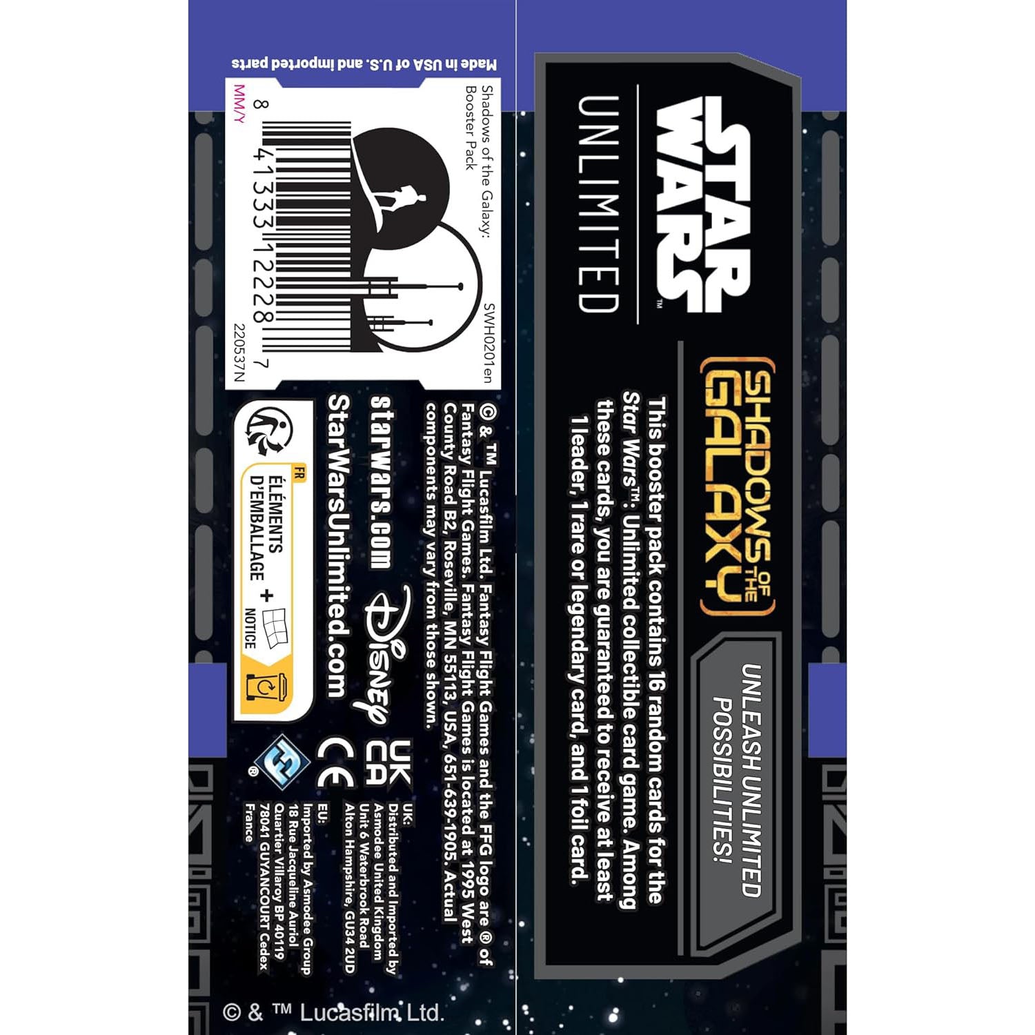 Star Wars Unlimited Shadows of the Galaxy Booster Pack Back