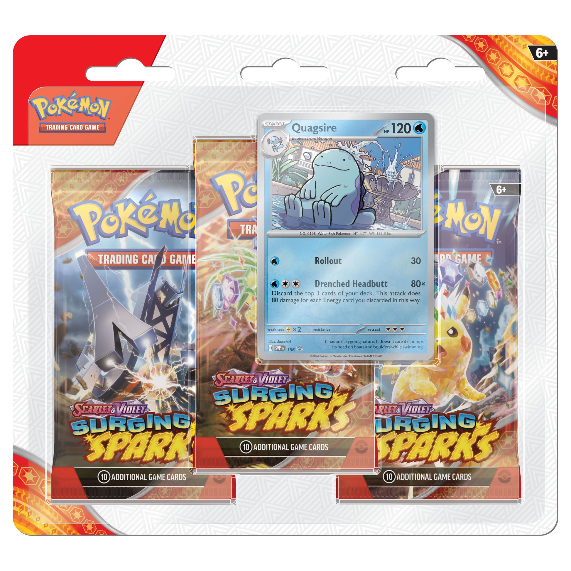 Pokemon Surging Sparks 3 Pack Blister Quagsire Promo SVP 156