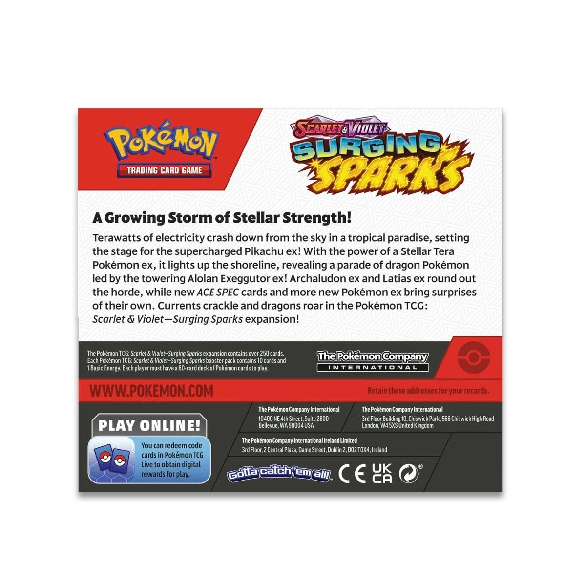 Pokemon Surging Sparks Booster Box Back