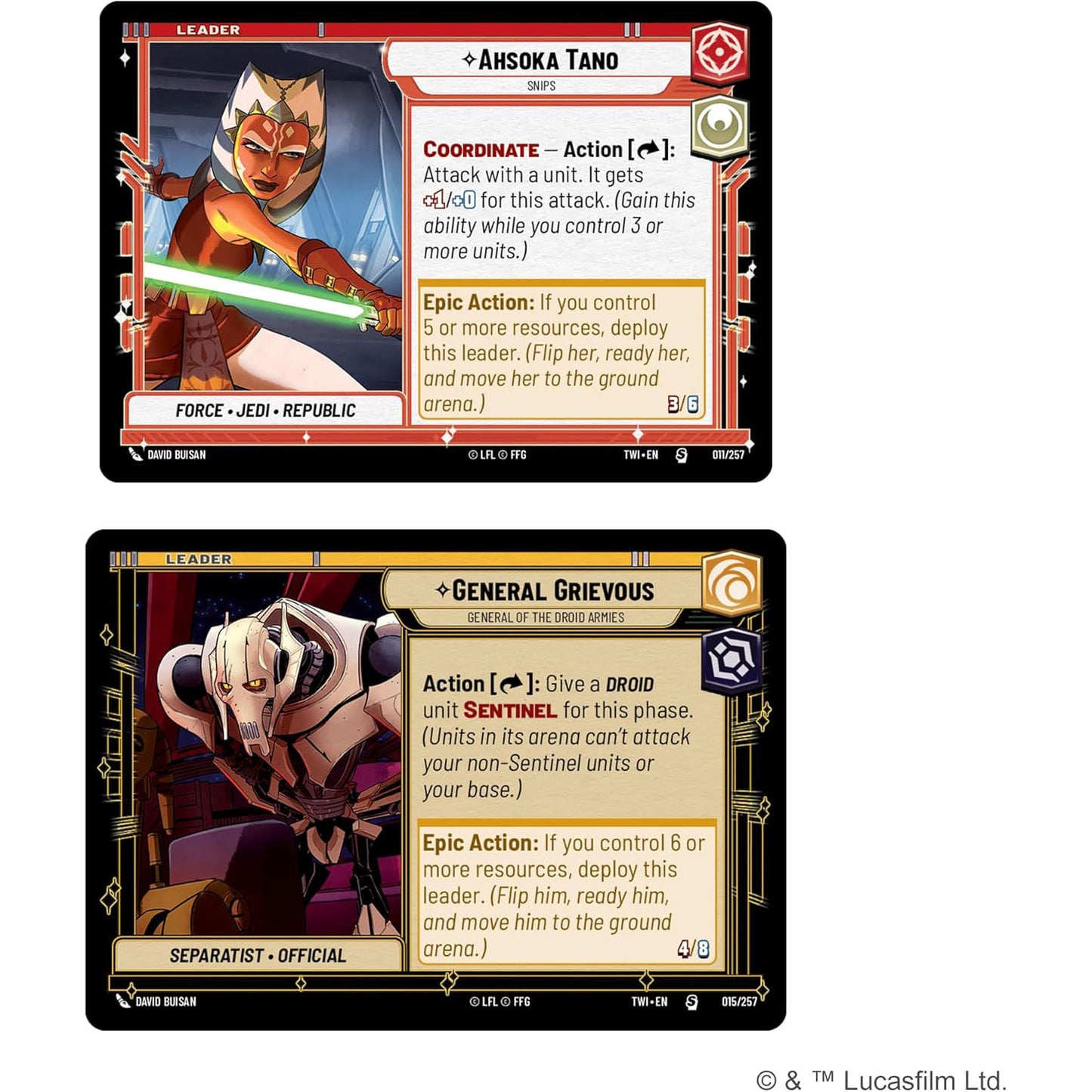 Twilight of the Republic Two Player Starter Leaders Ahsoka Tano and General Grievous