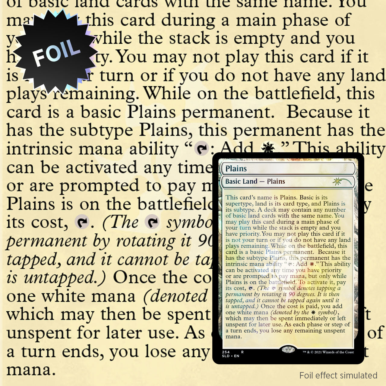 MTG The Full-Text Lands Foil Edition Secret Lair Card Plains