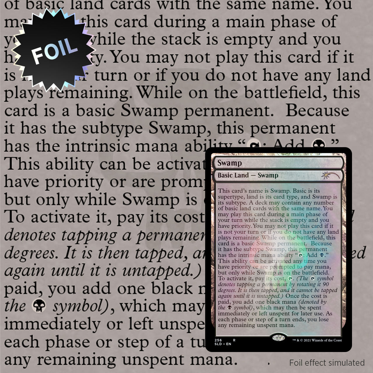 MTG The Full-Text Lands Foil Edition Secret Lair Card Swamp