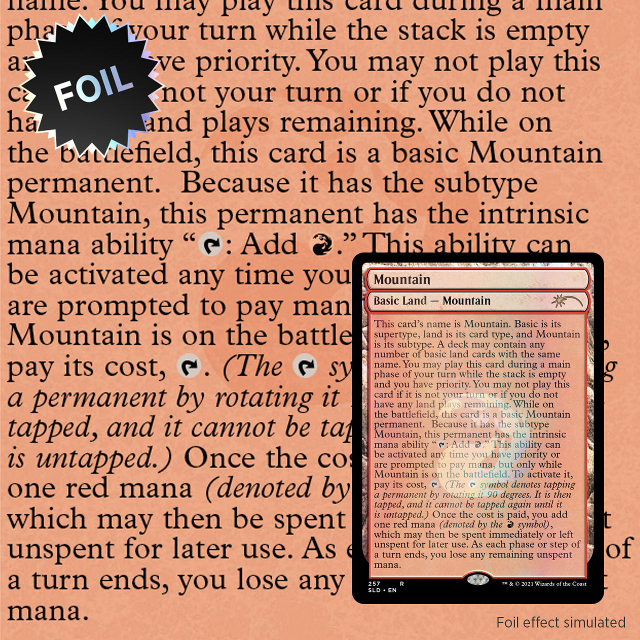 MTG The Full-Text Lands Foil Edition Secret Lair Card Mountain