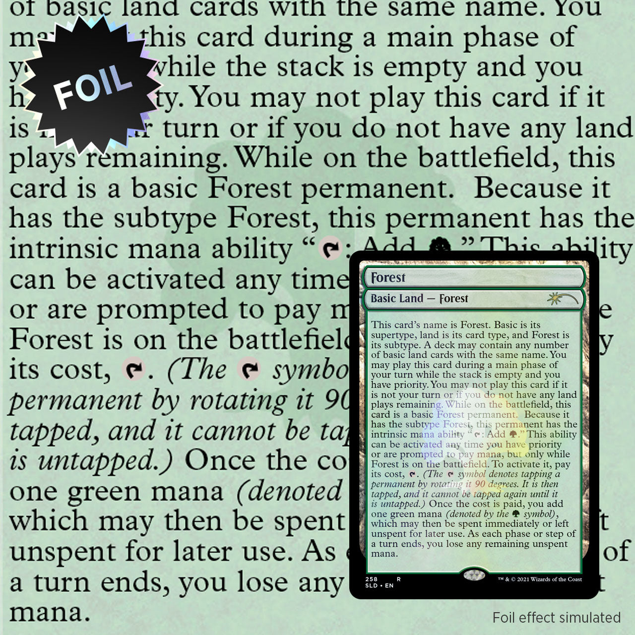 MTG The Full-Text Lands Foil Edition Secret Lair Card Forest