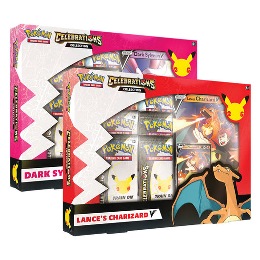 Pokemon Celebrations Charizard and Dark Sylveon boxes