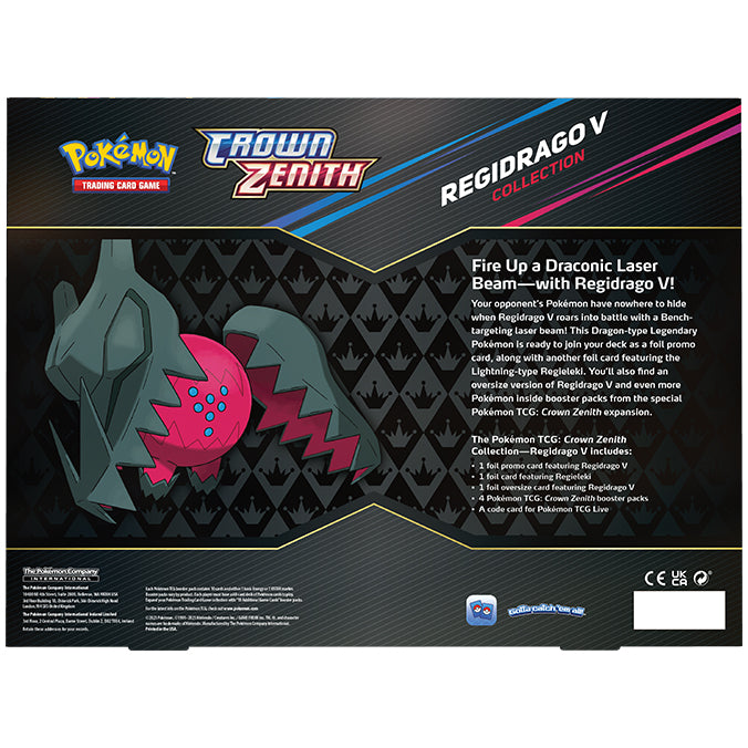 Pokemon TCG Crown Zenith Regidrago Collection Box back