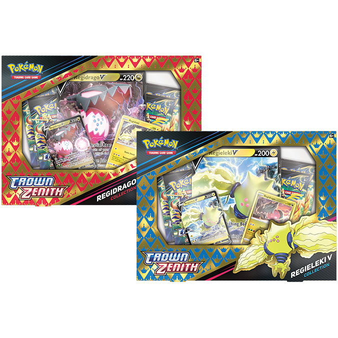 Pokemon Tcg Crown Zenith Regieleki V And Regidrago V Collection Boxes Pair Chief Cards 8370