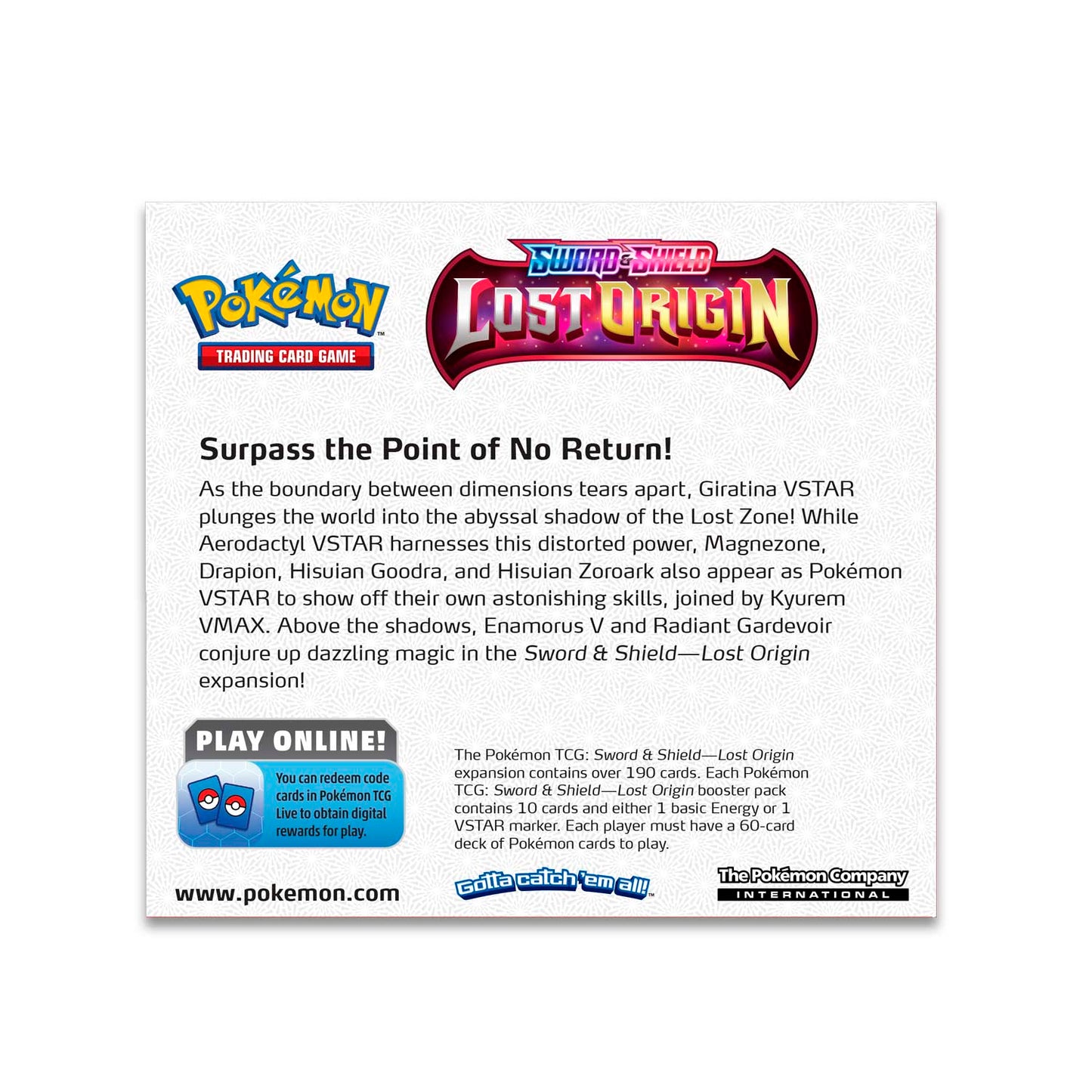 Pokemon TCG Lost Origin Booster Box back